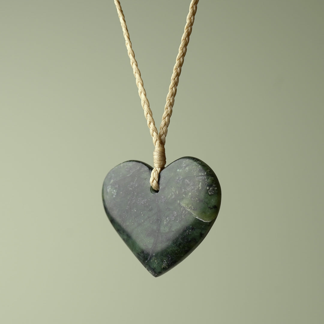 Large Kawakawa Pounamu Heart Pendant