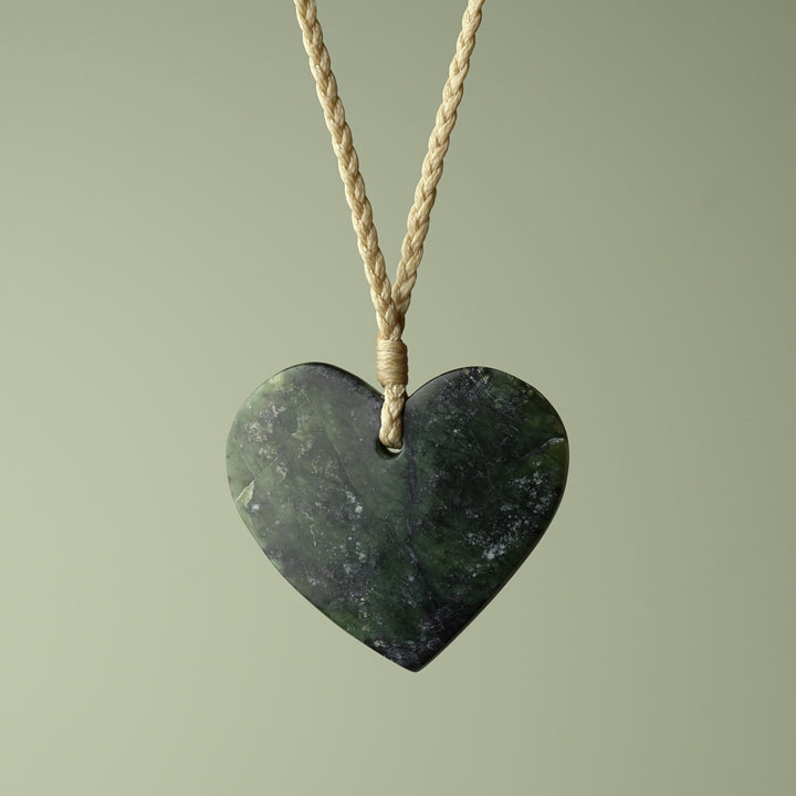 Large Kawakawa Pounamu Heart Pendant