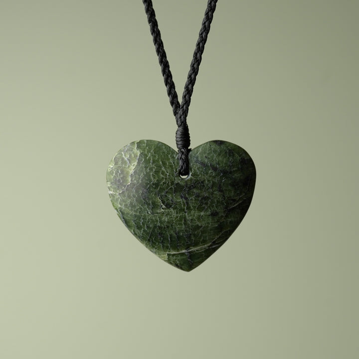 Large Kawakawa Pounamu Heart Pendant