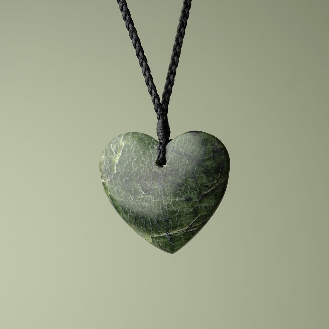 Large Kawakawa Pounamu Heart Pendant