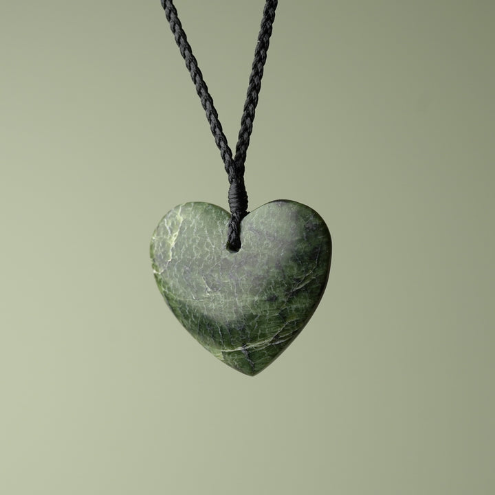 Large Kawakawa Pounamu Heart Pendant