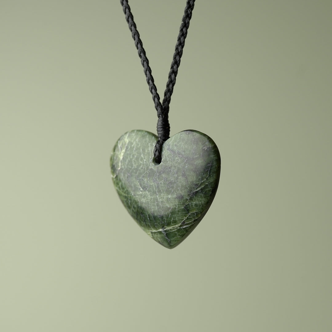 Large Kawakawa Pounamu Heart Pendant