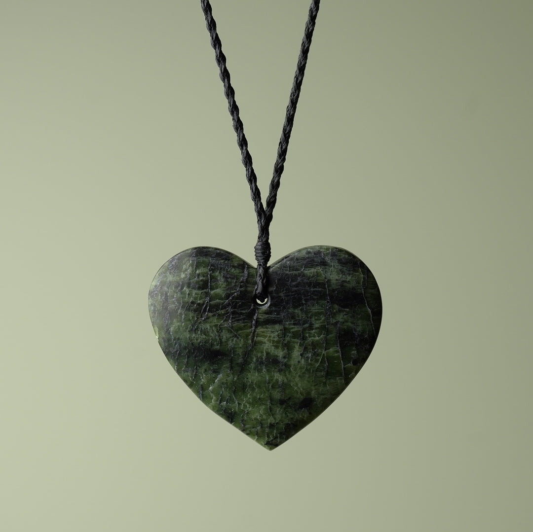 Large Kawakawa Pounamu Heart Pendant