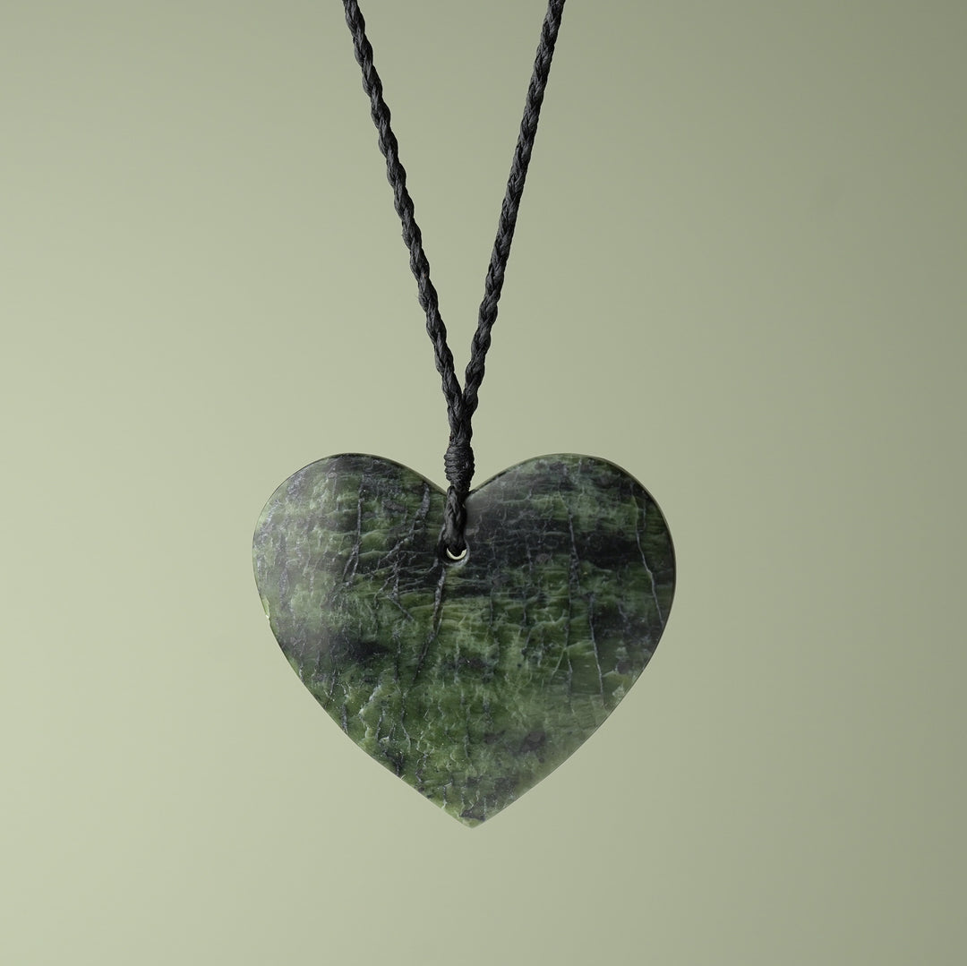 Large Kawakawa Pounamu Heart Pendant