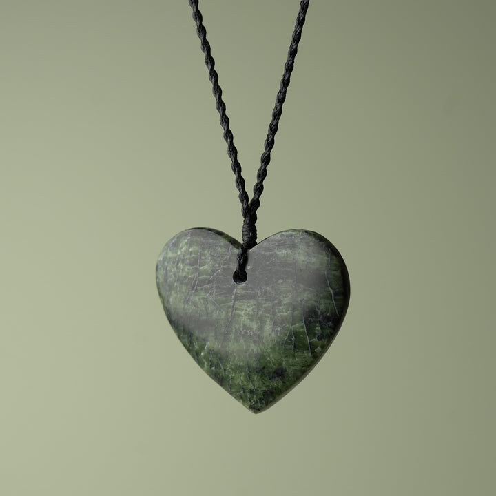 Large Kawakawa Pounamu Heart Pendant