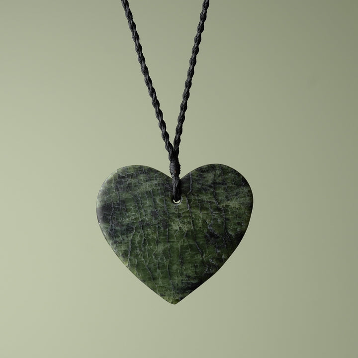 Large Kawakawa Pounamu Heart Pendant