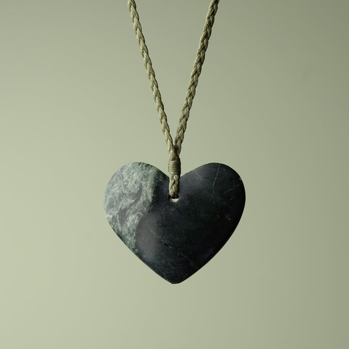 Large Kawakawa Pounamu Heart Pendant