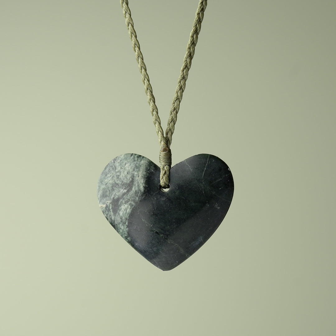 Large Kawakawa Pounamu Heart Pendant