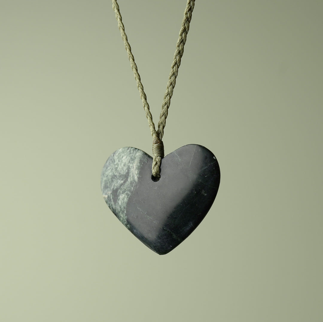 Large Kawakawa Pounamu Heart Pendant