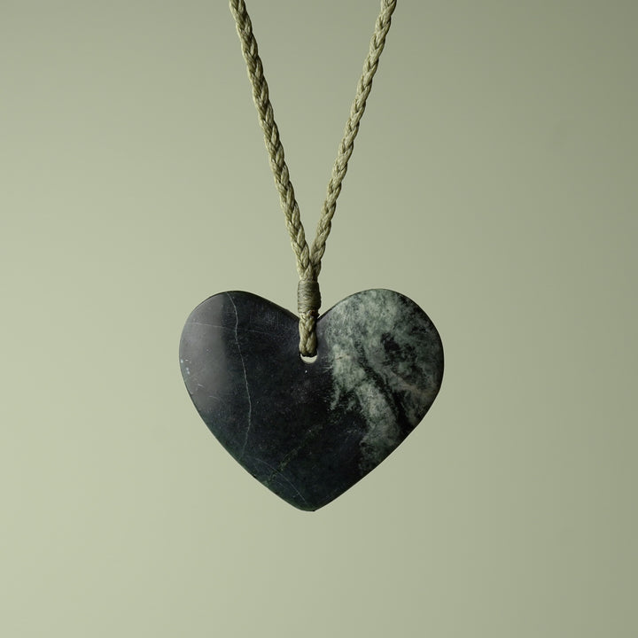 Large Kawakawa Pounamu Heart Pendant