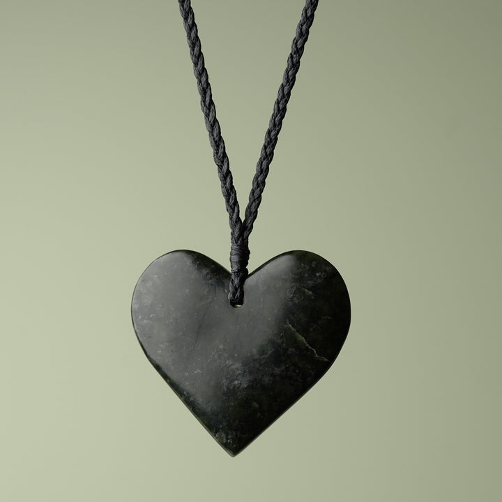 Large Kawakawa Pounamu Heart Pendant