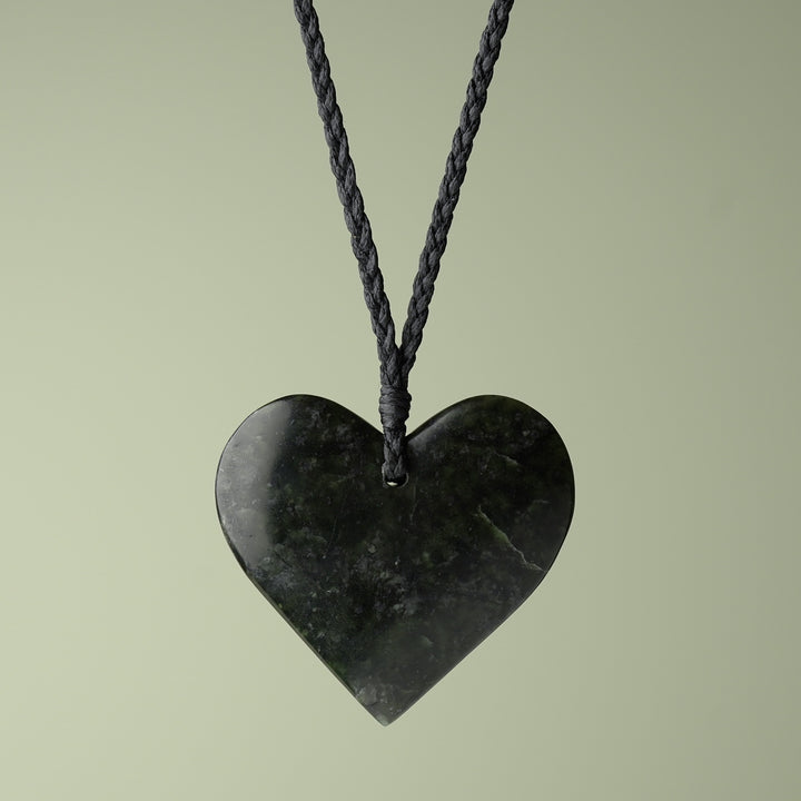 Large Kawakawa Pounamu Heart Pendant