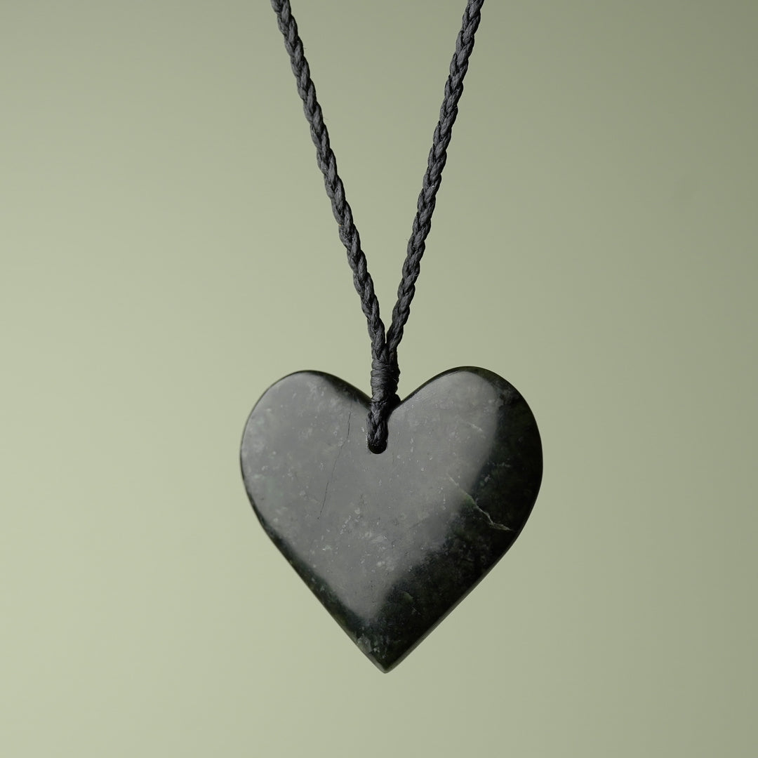 Large Kawakawa Pounamu Heart Pendant