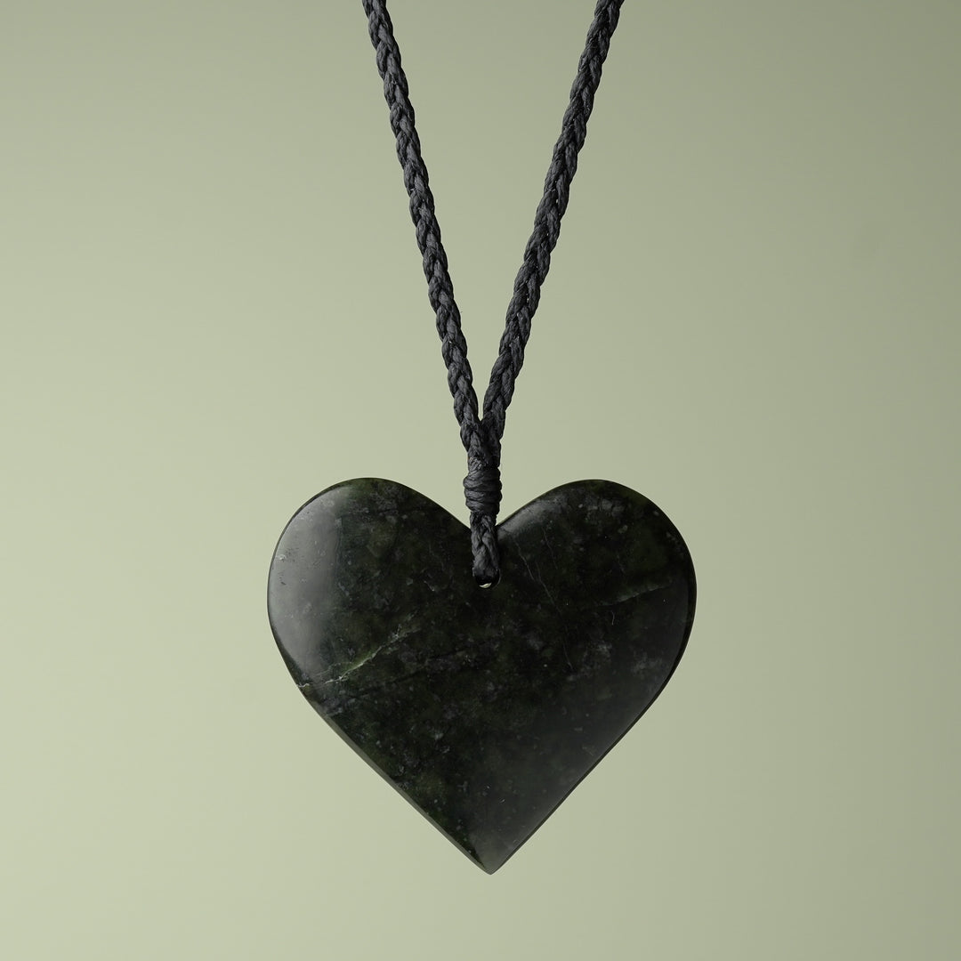 Large Kawakawa Pounamu Heart Pendant