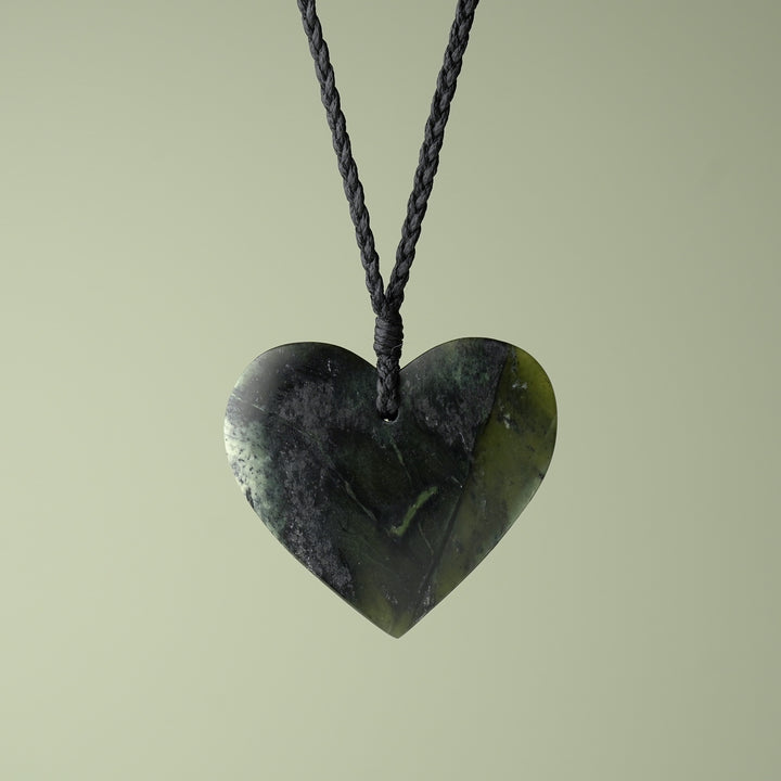 Large Kawakawa Pounamu Heart Pendant