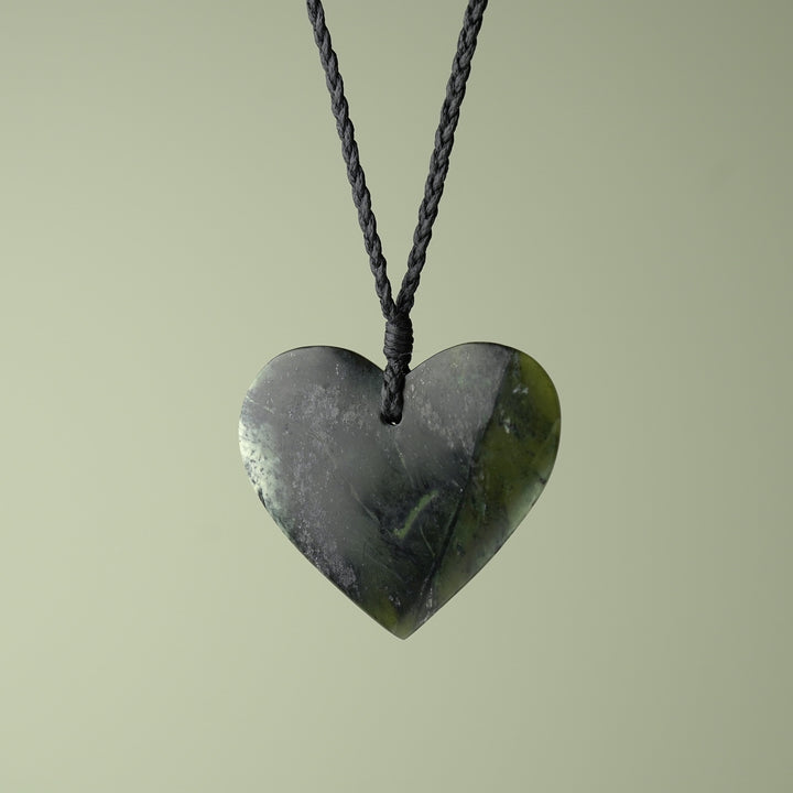 Large Kawakawa Pounamu Heart Pendant