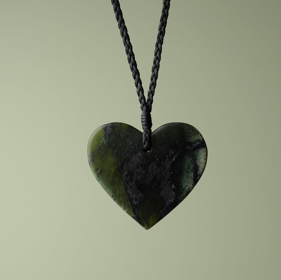 Large Kawakawa Pounamu Heart Pendant