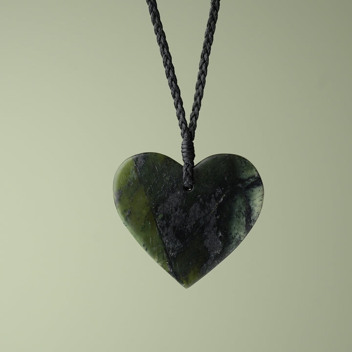 Large Kawakawa Pounamu Heart Pendant