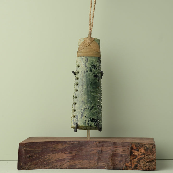 Toki Inanga Pounamu on Wood Base