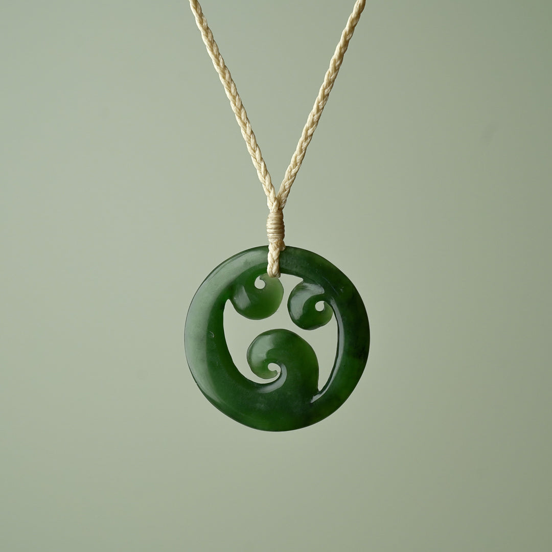 Medium Triple Koru Greenstone Pendant