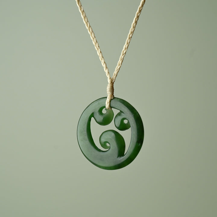 Medium Triple Koru Greenstone Pendant