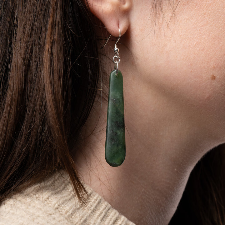 Medium Drop Pounamu Earrings 50mm