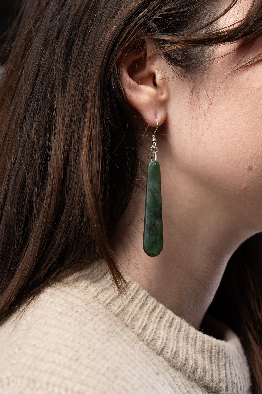 Medium Drop Pounamu Earrings 50mm