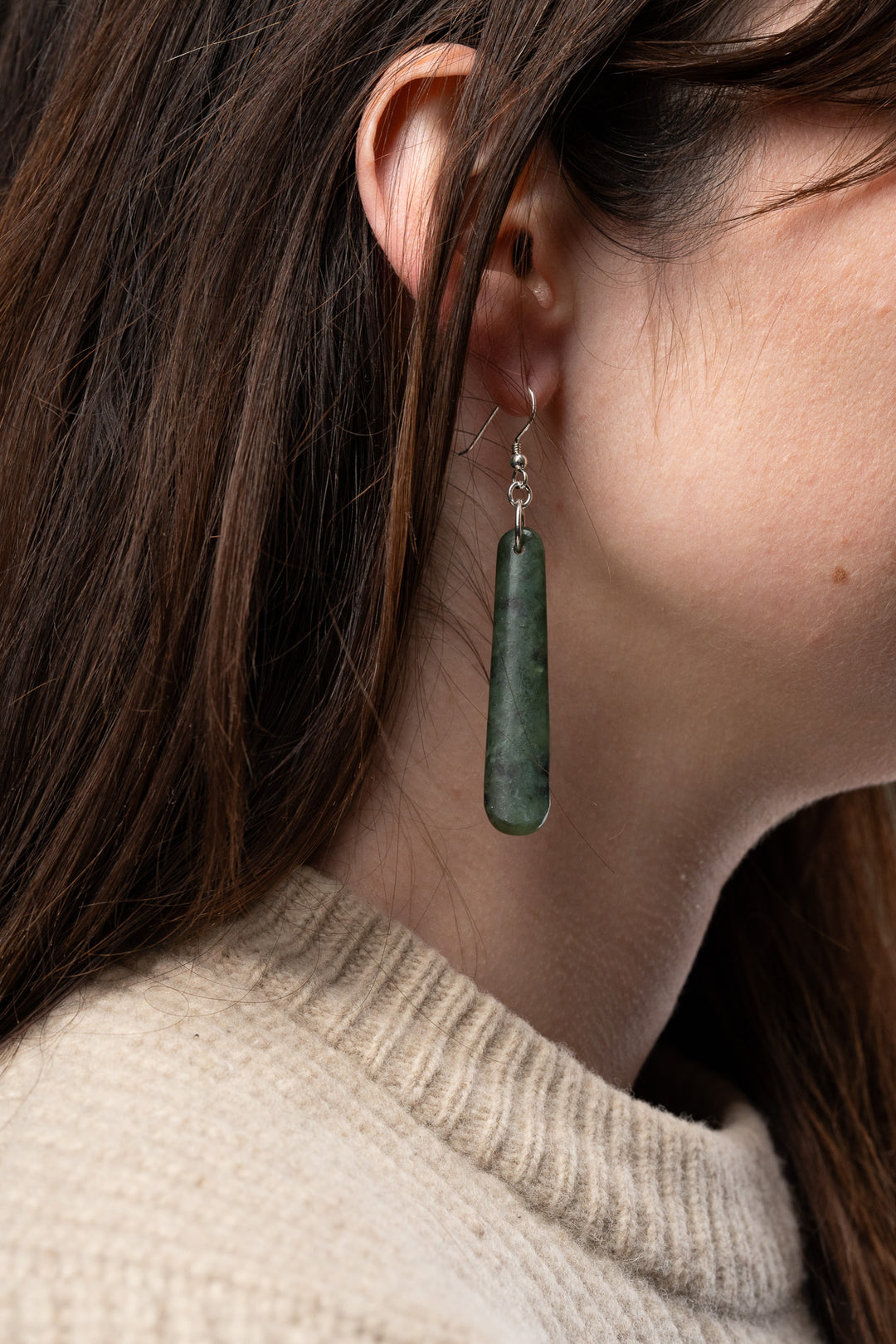 Medium Drop Pounamu Earrings 50mm