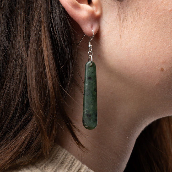 Medium Drop Pounamu Earrings 50mm