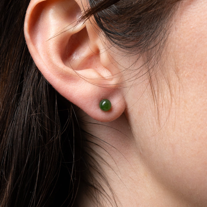 Pounamu Bead Stud Earrings 5mm